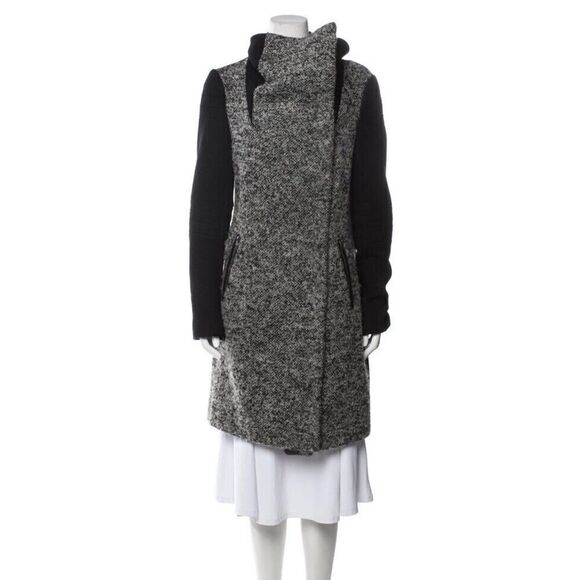Diane Von Furstenberg Lulu Tech Boucle wool blend Long Jacket coat sz 6 - Picture 2 of 16